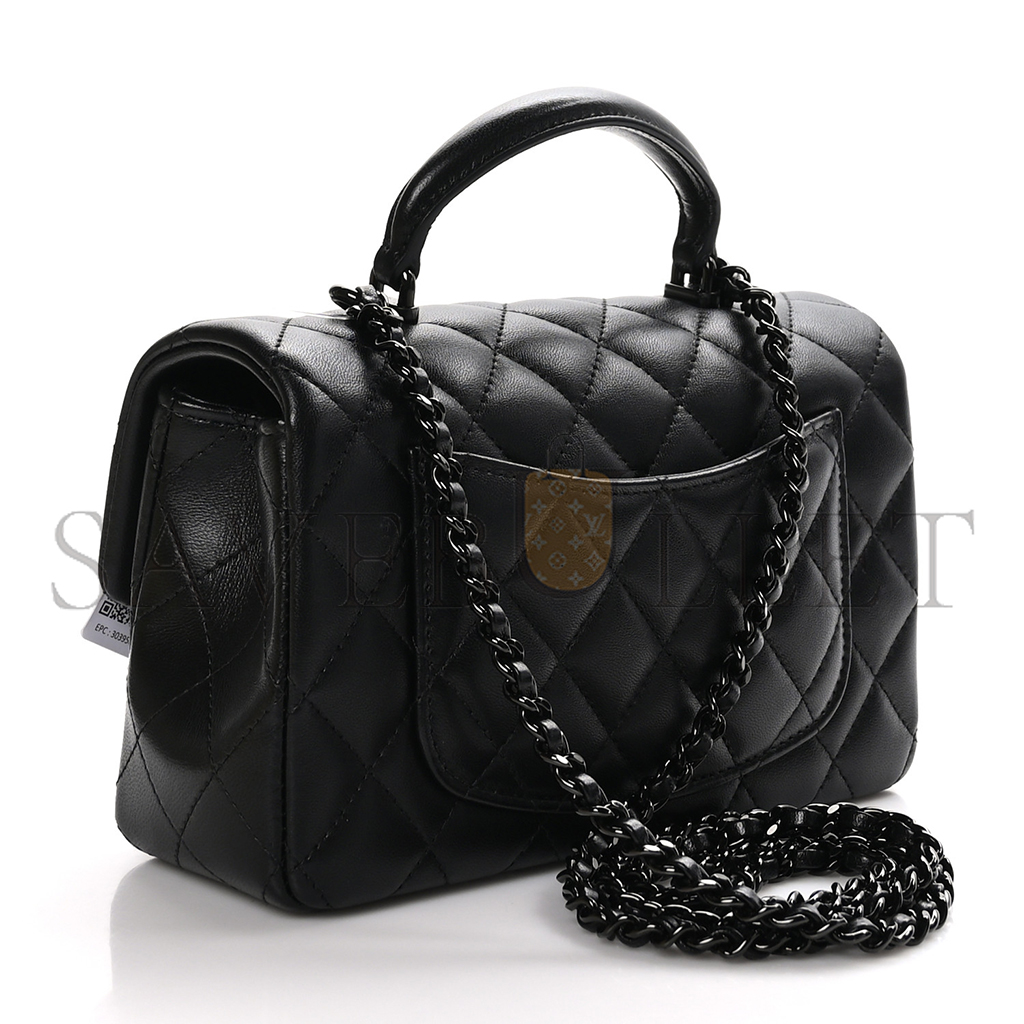 Ch*el lambskin quilted mini top handle rectangular flap so black as2431 (20*12*6cm)